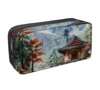 VAPOKF Trousse à crayons, trousse de papeterie pour adolescents, garçons et filles, fournitures scolaires de bureau - Peinture du temple du mont Fuji, multicolore, 2.3x8.2x3.9in/6x21x10cm, Organiseur