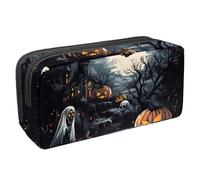VAPOKF Trousse à crayons, trousse de papeterie pour adolescents, garçons et filles, fournitures scolaires de bureau - Château d'Halloween, arbre mort, citrouille, multicolore, 2.3x8.2x3.9in/6x21x10cm,