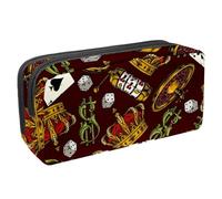 VAPOKF Trousse à crayons, trousse de papeterie pour adolescents, garçons et filles, fournitures scolaires et de bureau - King Crown Dice Roulette Poker Card, multicolore, 2.3x8.2x3.9in/6x21x10cm,