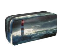 VAPOKF Trousse à crayons, trousse de papeterie pour adolescents, garçons et filles, fournitures scolaires de bureau - Phare dans une tempête chaleureuse, multicolore, 2.3x8.2x3.9in/6x21x10cm,