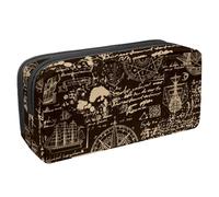 VAPOKF Trousse à crayons, trousse de papeterie pour adolescents, garçons et filles, fournitures scolaires de bureau - Ancre nautique vintage vieux monde boussole, multicolore, 2.3x8.2x3.9in/6x21x10cm