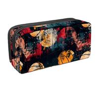 VAPOKF Trousse à crayons, trousse de papeterie pour adolescents, garçons et filles, fournitures scolaires de bureau - Grunge Basketballs, multicolore, 2.3x8.2x3.9in/6x21x10cm, Organiseur de sac