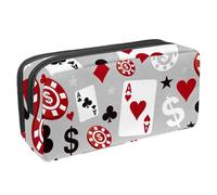 VAPOKF Trousse à crayons, trousse de papeterie pour adolescents, garçons et filles, fournitures scolaires de bureau - Ace Poker Card Dollar and Chips, multicolore, 2.3x8.2x3.9in/6x21x10cm, Organiseur