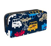 VAPOKF Trousse à crayons, trousse de papeterie pour adolescents, garçons et filles, fournitures scolaires et de bureau - Voiture colorée bus, taxi, multicolore, 2.3x8.2x3.9in/6x21x10cm, Organiseur de