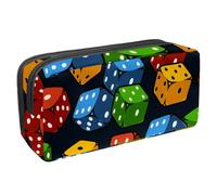 VAPOKF Trousse à crayons, trousse de papeterie pour adolescents, garçons et filles, fournitures scolaires et de bureau, dés de casino colorés, multicolore, 2.3x8.2x3.9in/6x21x10cm, Organiseur de sac