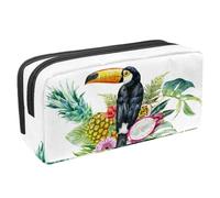 VAPOKF Trousse à crayons, trousse de papeterie pour adolescents, garçons et filles, fournitures scolaires de bureau - Oiseau toucan dans les fruits tropicaux laisse de la jungle, multicolore,