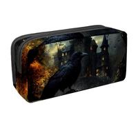 VAPOKF Trousse à crayons, trousse de papeterie pour adolescents, garçons et filles, fournitures scolaires de bureau - Corbeau sur un château d'arbre, multicolore, 2.3x8.2x3.9in/6x21x10cm, Organiseur