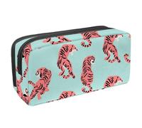 VAPOKF Trousse à crayons, trousse de papeterie pour adolescents, garçons et filles, fournitures scolaires et de bureau - Tigres roses féroces, multicolore, 2.3x8.2x3.9in/6x21x10cm, Organiseur de sac