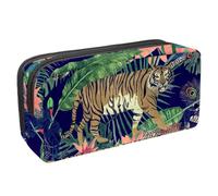 VAPOKF Trousse à crayons, trousse de papeterie pour adolescents, garçons et filles, fournitures scolaires de bureau - Tigre et plume de paix, multicolore, 2.3x8.2x3.9in/6x21x10cm, Organiseur de sac