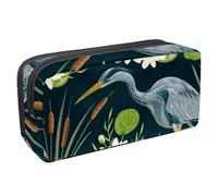 VAPOKF Trousse à crayons, trousse de papeterie pour adolescents, garçons et filles, fournitures scolaires de bureau - Oiseau avec fleur de lys et bulrush dans les marais, multicolore,