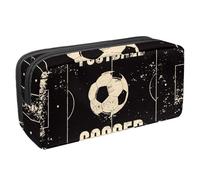 VAPOKF Trousse à crayons, trousse de papeterie pour adolescents, garçons et filles, fournitures scolaires et de bureau - Court de football vintage grunge, multicolore, 2.3x8.2x3.9in/6x21x10cm,