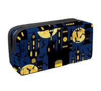 VAPOKF Trousse à crayons, trousse de papeterie pour adolescents, garçons et filles, fournitures scolaires de bureau - Château d'Halloween, arbre mort et lune, multicolore, 2.3x8.2x3.9in/6x21x10cm,