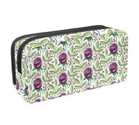 VAPOKF Trousse à crayons, trousse de papeterie pour adolescents, garçons et filles, fournitures scolaires de bureau - Feuille de rose violette, multicolore, 2.3x8.2x3.9in/6x21x10cm, Organiseur de sac