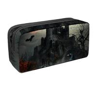 VAPOKF Trousse à crayons, trousse de papeterie pour adolescents, garçons et filles, fournitures scolaires de bureau - Arbre mort abandonné château corbeaux volants, multicolore,