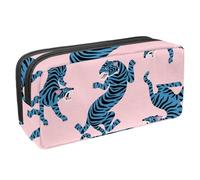 VAPOKF Trousse à crayons, trousse de papeterie pour adolescents, garçons et filles, fournitures scolaires et de bureau - Tigres bleus féroces, multicolore, 2.3x8.2x3.9in/6x21x10cm, Organiseur de sac