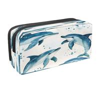 VAPOKF Trousse à crayons, trousse de papeterie pour adolescents, garçons et filles, fournitures scolaires de bureau - Dauphins animaux marins