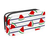 VAPOKF Trousse à crayons, trousse de papeterie pour adolescents, garçons et filles, fournitures scolaires de bureau - Tranches de pastèque sur rayures marines, multicolore, 2.3x8.2x3.9in/6x21x10cm,