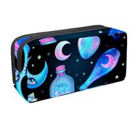 VAPOKF Trousse à crayons, trousse de papeterie pour adolescents, garçons, filles, fournitures scolaires et de bureau - Bouteilles mystérieuses lune violet, multicolore, 2.3x8.2x3.9in/6x21x10cm,