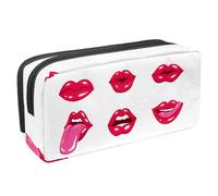 VAPOKF Trousse à crayons, trousse de papeterie pour adolescents, garçons, filles, fournitures scolaires et de bureau - Lot de lèvres rouges Pop Art, multicolore, 2.3x8.2x3.9in/6x21x10cm, Organiseur de