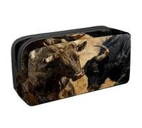 VAPOKF Trousse à crayons, trousse de papeterie pour adolescents, garçons, filles, fournitures scolaires de bureau - Fighting Bulls, multicolore, 2.3x8.2x3.9in/6x21x10cm, Organiseur de sac