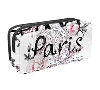 VAPOKF Trousse à crayons, trousse de papeterie pour adolescents, garçons, filles, fournitures scolaires et de bureau - Rose aquarelle avec Paris, multicolore, 2.3x8.2x3.9in/6x21x10cm, Organiseur de
