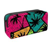 VAPOKF Trousse à crayons, trousse de papeterie pour adolescents, garçons, filles, fournitures scolaires et de bureau - Palmiers en géométrie colorée, multicolore, 2.3x8.2x3.9in/6x21x10cm, Organiseur