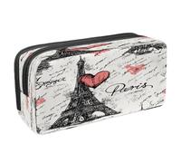 VAPOKF Trousse à crayons, trousse de papeterie pour adolescents, garçons, filles, fournitures scolaires et de bureau - Tour Eiffel Paris Cœur d'amour