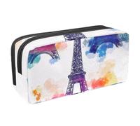 VAPOKF Trousse à crayons, trousse de papeterie pour adolescents, garçons, filles, fournitures scolaires de bureau - Aquarelle Paris Towers, multicolore, 2.3x8.2x3.9in/6x21x10cm, Organiseur de sac