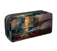 VAPOKF Trousse à crayons, trousse de papeterie pour adolescents, garçons, filles, fournitures scolaires de bureau - Ville du futur, multicolore, 2.3x8.2x3.9in/6x21x10cm, Organiseur de sac