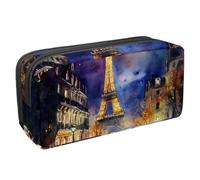 VAPOKF Trousse à crayons, trousse de papeterie pour adolescents, garçons, filles, fournitures scolaires et de bureau - Tour Eiffel de nuit Paris Street, multicolore, 2.3x8.2x3.9in/6x21x10cm,