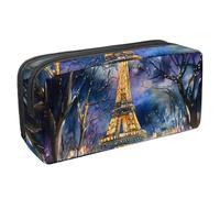 VAPOKF Trousse à crayons, trousse de papeterie pour adolescents, garçons, filles, fournitures scolaires et de bureau - Nuit Tour Eiffel Street, multicolore, 2.3x8.2x3.9in/6x21x10cm, Organiseur de sac