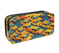 VAPOKF Trousse à crayons, trousse de papeterie pour adolescents, garçons, filles, fournitures scolaires et de bureau - Voitures de taxi bondées, multicolore, 2.3x8.2x3.9in/6x21x10cm, Organiseur de sac