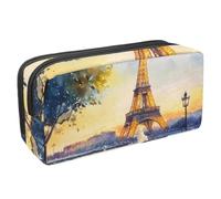VAPOKF Trousse à crayons, trousse de papeterie pour adolescents, garçons, filles, fournitures scolaires de bureau - Aquarelle Paris Tower Lake, multicolore, 2.3x8.2x3.9in/6x21x10cm, Organiseur de sac
