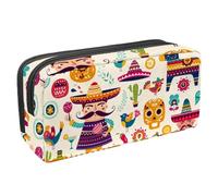 VAPOKF Trousse à crayons, trousse de papeterie pour adolescents, garçons, filles, fournitures scolaires de bureau - Culture mexicaine, multicolore, 2.3x8.2x3.9in/6x21x10cm, Organiseur de sac