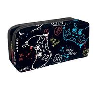 VAPOKF Trousse à crayons, trousse de papeterie pour adolescents, garçons, filles, fournitures scolaires et de bureau - Slogan Joysticks Game Over, multicolore, 2.3x8.2x3.9in/6x21x10cm, Organiseur de