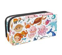 VAPOKF Trousse à crayons, trousse de papeterie pour adolescents, garçons, filles, fournitures scolaires de bureau - Vie marine sirène pieuvre, multicolore, 2.3x8.2x3.9in/6x21x10cm, Organiseur de sac