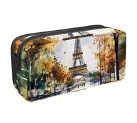 VAPOKF Trousse à crayons, trousse de papeterie pour adolescents, garçons, filles, fournitures scolaires de bureau - Aquarelle Paris Tower Street, multicolore, 2.3x8.2x3.9in/6x21x10cm, Organiseur de