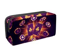 VAPOKF Trousse à crayons, trousse de papeterie pour adolescents, garçons, filles, fournitures scolaires et de bureau - Carte et jetons Casino Blackjact, multicolore, 2.3x8.2x3.9in/6x21x10cm,