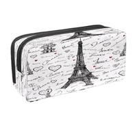 VAPOKF Trousse à crayons, trousse de papeterie pour adolescents, garçons, filles, fournitures scolaires de bureau - Dessin Paris Tour Eiffer, cœurs d'amour