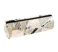 VAPOKF Trousse à crayons vintage déchirée en cuir synthétique avec imprimé fragments de journaux, trousse de maquillage pour femmes, filles, garçons, enfants, fournitures scolaires et de bureau