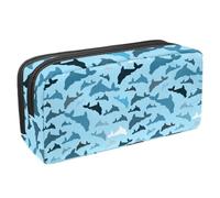 VAPOKF Trousse à stylos, trousse à crayons, pochette de papeterie pour adolescents, garçons et filles, fournitures scolaires de bureau - Blanc, bleu, bleu marine, dauphins, animaux marins,