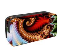 VAPOKF Trousse à stylos, trousse à crayons, pochette de papeterie pour adolescents, garçons et filles, fournitures scolaires de bureau - Dragon abstrait fractale spirale, multicolore,