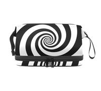 VAPOKF Trousse de toilette hypnotique psychédélique à motif spirale pour femmes et filles, trousse de toilette de voyage, trousse de maquillage pratique avec compartiment à pinceaux, multicolore 1