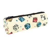 VAPOKF Trousse en toile dessinée à la main en forme de dés de casino pour crayons, pièces de monnaie, maquillage, pour étudiants, papeterie, école, bureau, multicolore, 20x6.3cm/7.9x2.5in, Trousses à