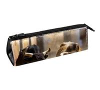 VAPOKF Two Running Bulls Trousse à stylos Pochette à crayons Trousse à cosmétiques Pochette compacte à fermeture éclair