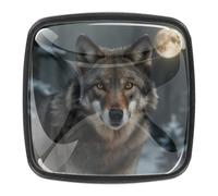 VAPOKF Wolf Moon Lot de 4 boutons d'armoire carrés de qualité supérieure avec vis pour meubles de cuisine et de chambre à coucher 30 mm