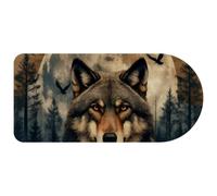 VAPOKF Wolf Moon Tapis de souris pour bureau, tapis de souris de jeu avec base antidérapante, bords cousus, tapis de bureau pour clavier et souris, 74 x 35 cm