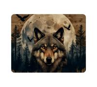 VAPOKF Wolf Moon Tapis de souris pour bureau, tapis de souris de jeu avec base antidérapante et bords cousus, tapis de bureau rectangulaire pour clavier et souris
