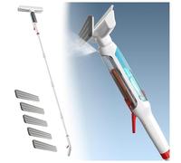 Vaporisateur 4 en 1 Lave Vitre Telescopique avec Manche Démontable 190cm, Mouilleur Vitre avec Collecteur D'eaux Usées Et 5 Chiffons pour Salle De Bain,Fenêtre,Miroir,Mur Carrelé