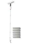 Vaporisateur 4 en 1 Nettoyage Vitre avec Manche Telescopique 190cm, Mouilleur Vitre avec Collecteur D'eaux Usées Et 5 Chiffons équipement De Nettoyage De Vitres
